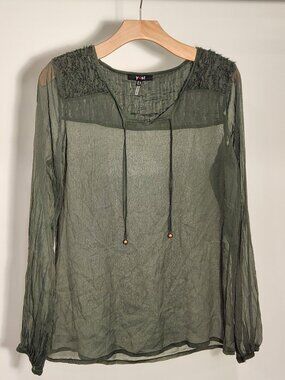 YEST Sheer Green Blouse Women's Size 6